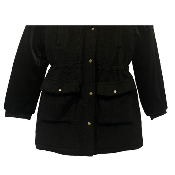 Eden Society Sherpa Faux Fur Sleeves & Hooded Jacket Black Womens Medium - Picture 5 of 12